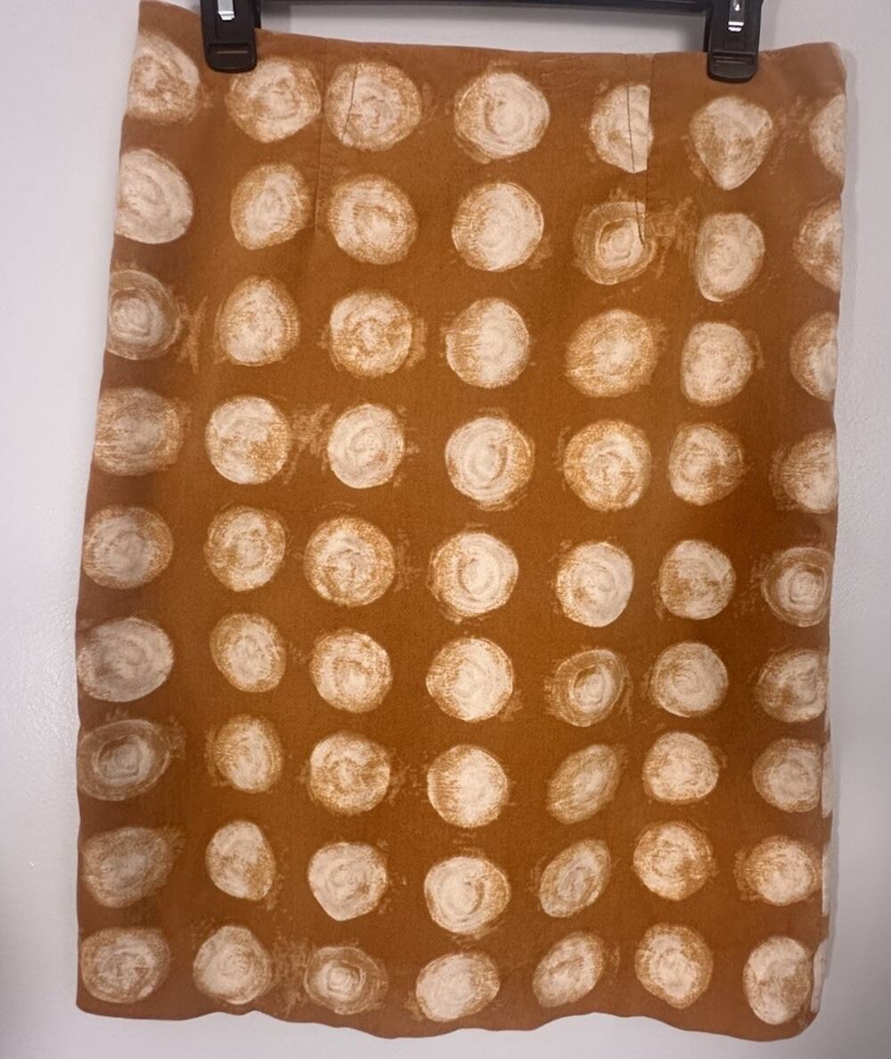Maeve Anthropologie 70’s Vibe Mustard Corded Dots Pencil Skirt Retro Artsy Sz 4